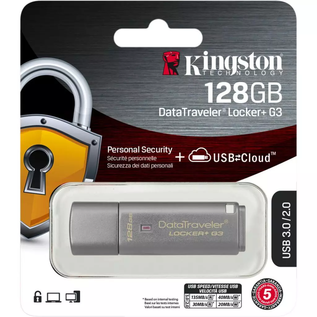 USB флеш накопитель Kingston 128GB DataTraveler Locker+ G3 USB 3.0 (DTLPG3/128GB) - 4 USB флеш накопитель Kingston 128GB DataTraveler Locker+ G3 USB 3.0 (DTLPG3/128GB) - 4
