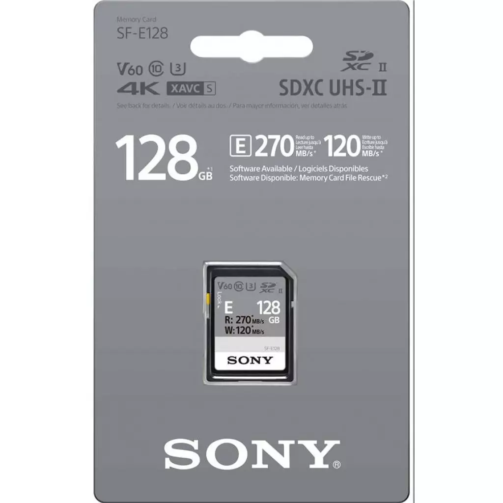 Карта памяти Sony 128GB SDXC class 10 UHS-II U3 V60 Entry (SFE128.AE) - 1