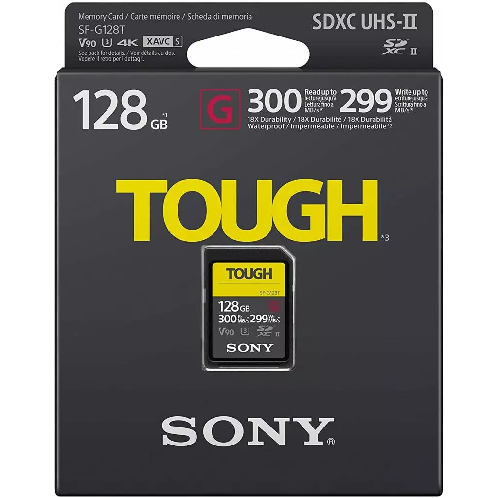 Карта памяти Sony 128GB SDXC class 10 UHS-II U3 V90 Tough (SF-G128T) - 2 Карта памяти Sony 128GB SDXC class 10 UHS-II U3 V90 Tough (SF-G128T) - 2