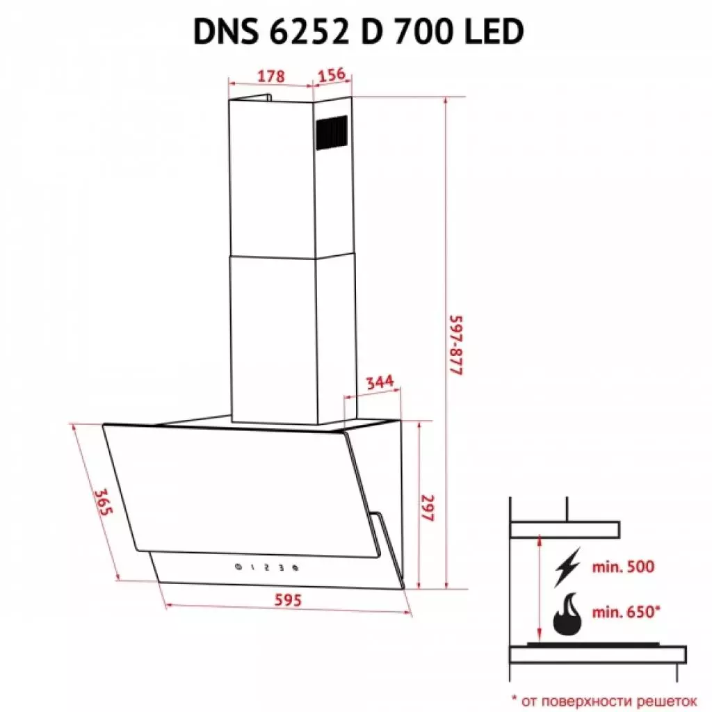 Вытяжка кухонная Perfelli DNS 6252 D 700 SG LED - 3