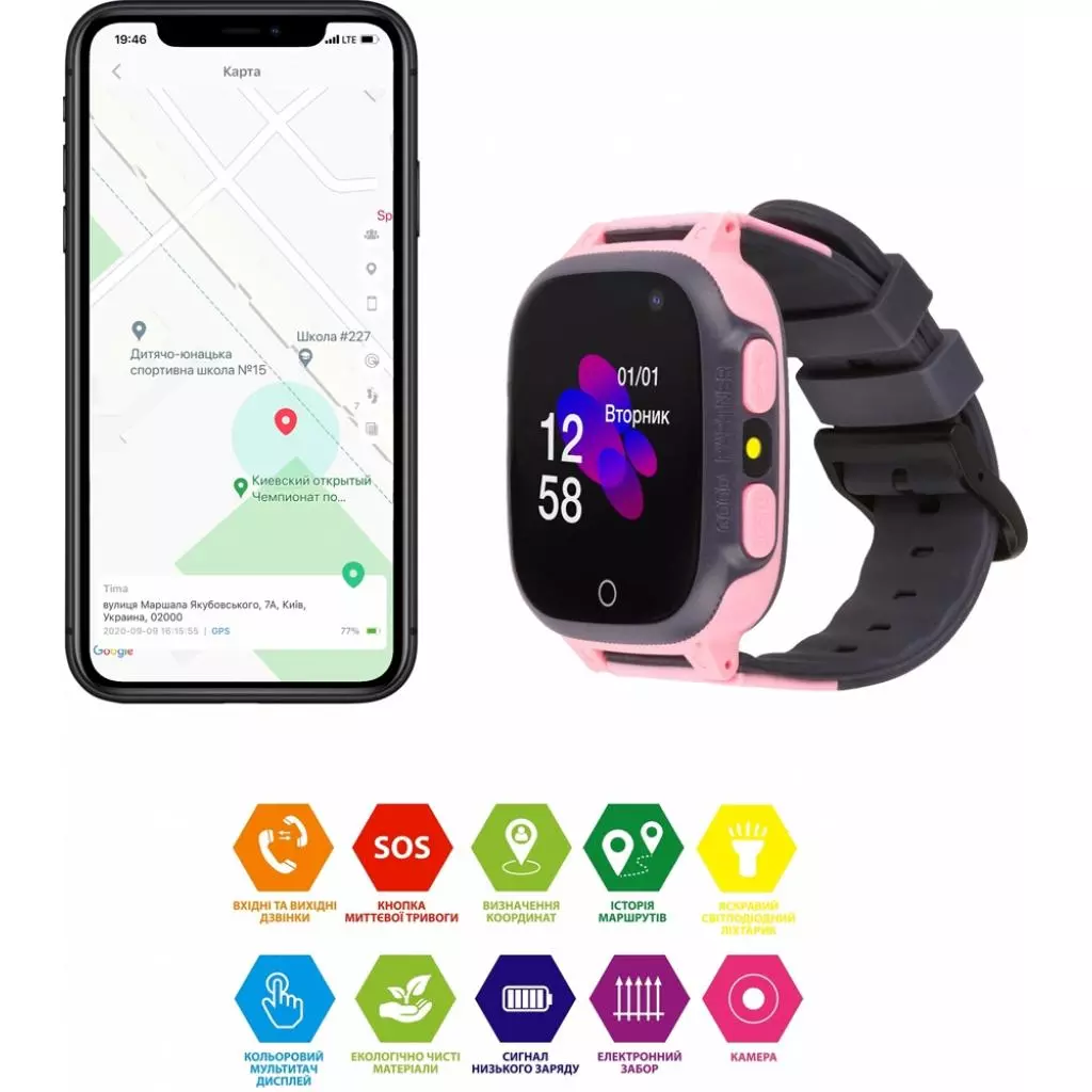 Смарт-часы Discovery iQ3600 Camera LED Light Pink Детские смарт часы-телефон трек (iQ3600 Pink) - 3 Смарт-часы Discovery iQ3600 Camera LED Light Pink Детские смарт часы-телефон трек (iQ3600 Pink) - 3