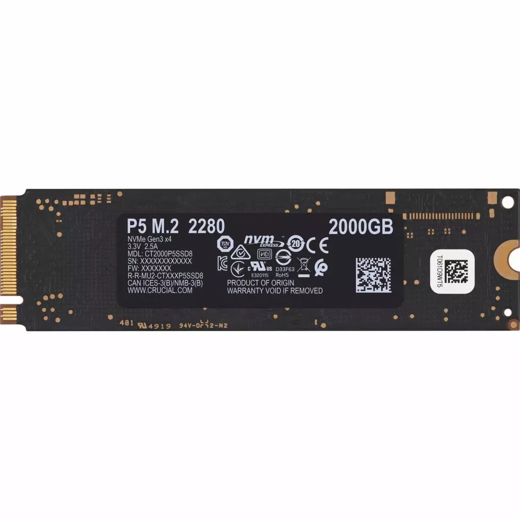 Накопитель SSD M.2 2280 2TB Micron (CT2000P5SSD8) - 3 Накопитель SSD M.2 2280 2TB Micron (CT2000P5SSD8) - 3