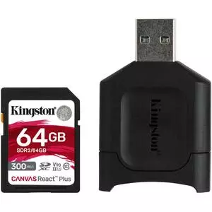 Карта памяти Kingston 64GB SDXC class 10 UHS-II U3 React Plus + USB-кардридер (MLPR2/64GB)
