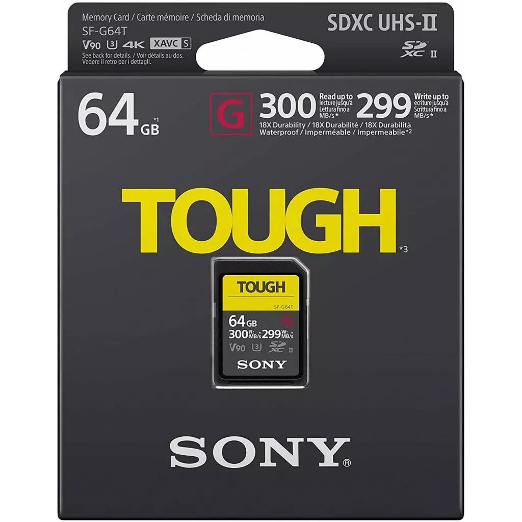 Карта памяти Sony 64GB SDXC class 10 UHS-II U3 V90 Tough (SF64TG) - 2 Карта памяти Sony 64GB SDXC class 10 UHS-II U3 V90 Tough (SF64TG) - 2
