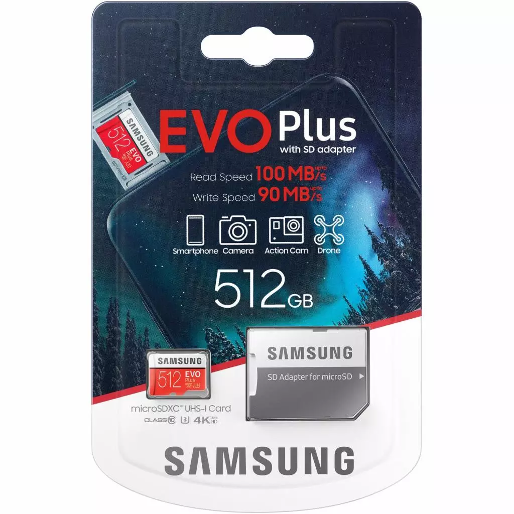 Карта памяти Samsung 512GB microSD class 10 UHS-I U3 Evo Plus V2 (MB-MC512HA/RU) - 5 Карта памяти Samsung 512GB microSD class 10 UHS-I U3 Evo Plus V2 (MB-MC512HA/RU) - 5