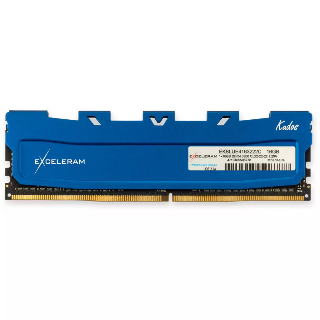 Модуль памяти для компьютера DDR4 16GB 3200 MHz Blue Kudos eXceleram (EKBLUE4163222C) - 1 Модуль памяти для компьютера DDR4 16GB 3200 MHz Blue Kudos eXceleram (EKBLUE4163222C) - 1