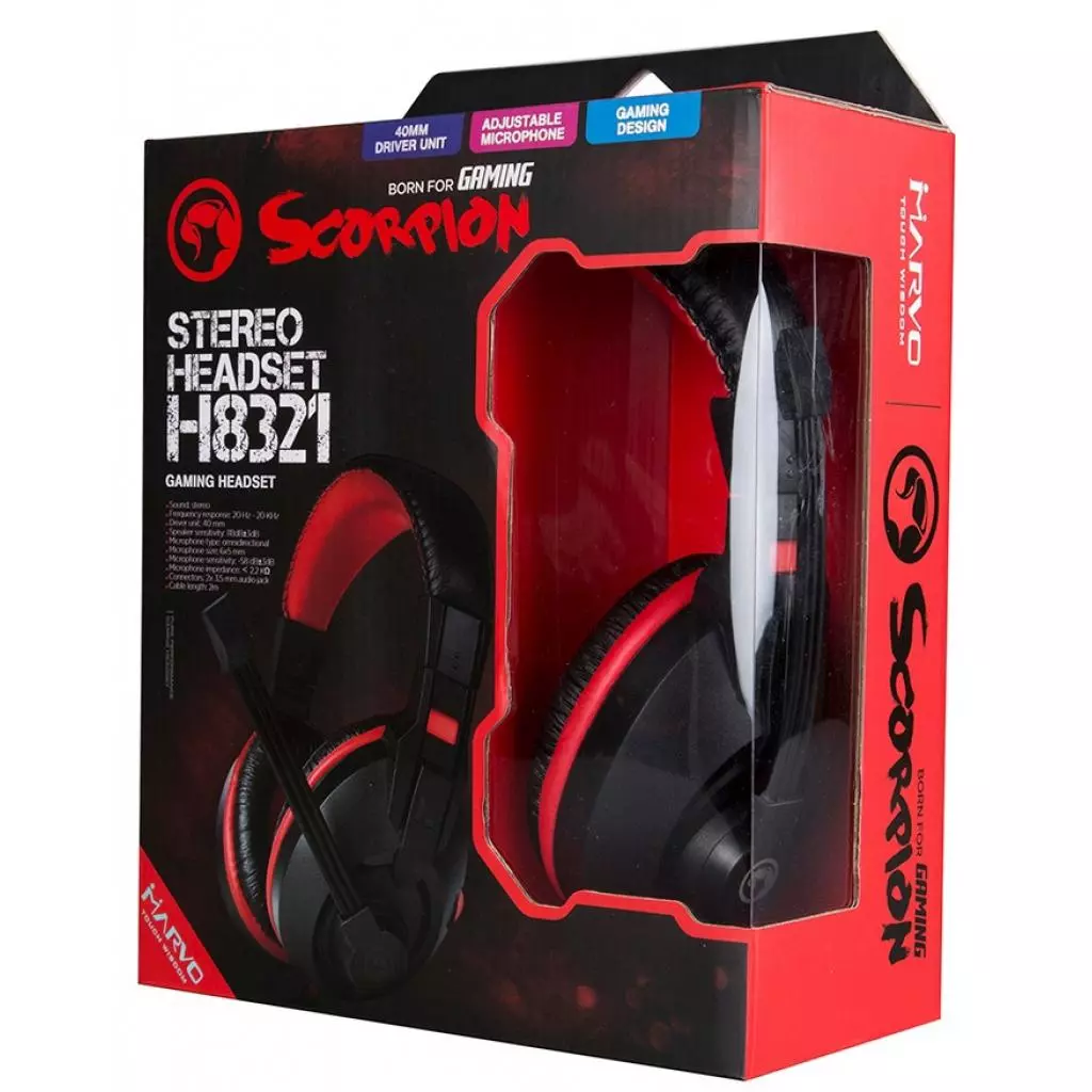 Наушники Marvo H8321P Black-Red - 3