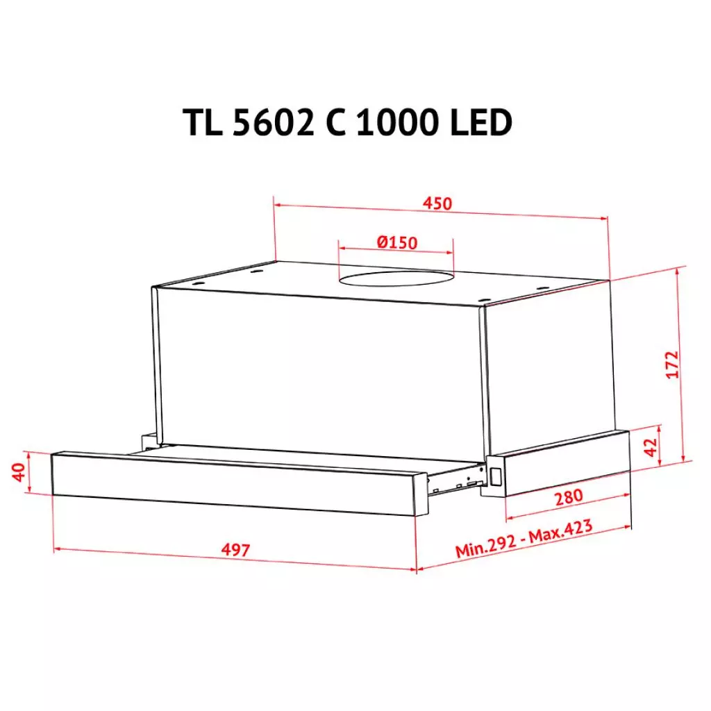 Вытяжка кухонная Perfelli TL 5602 C S/I 1000 LED - 3 Вытяжка кухонная Perfelli TL 5602 C S/I 1000 LED - 3