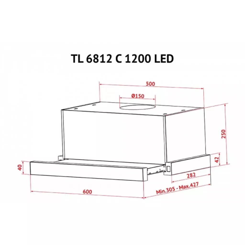 Вытяжка кухонная Perfelli TL 6812 C S/I 1200 LED (TL6812CS/I1200LED) - 3 Вытяжка кухонная Perfelli TL 6812 C S/I 1200 LED (TL6812CS/I1200LED) - 3