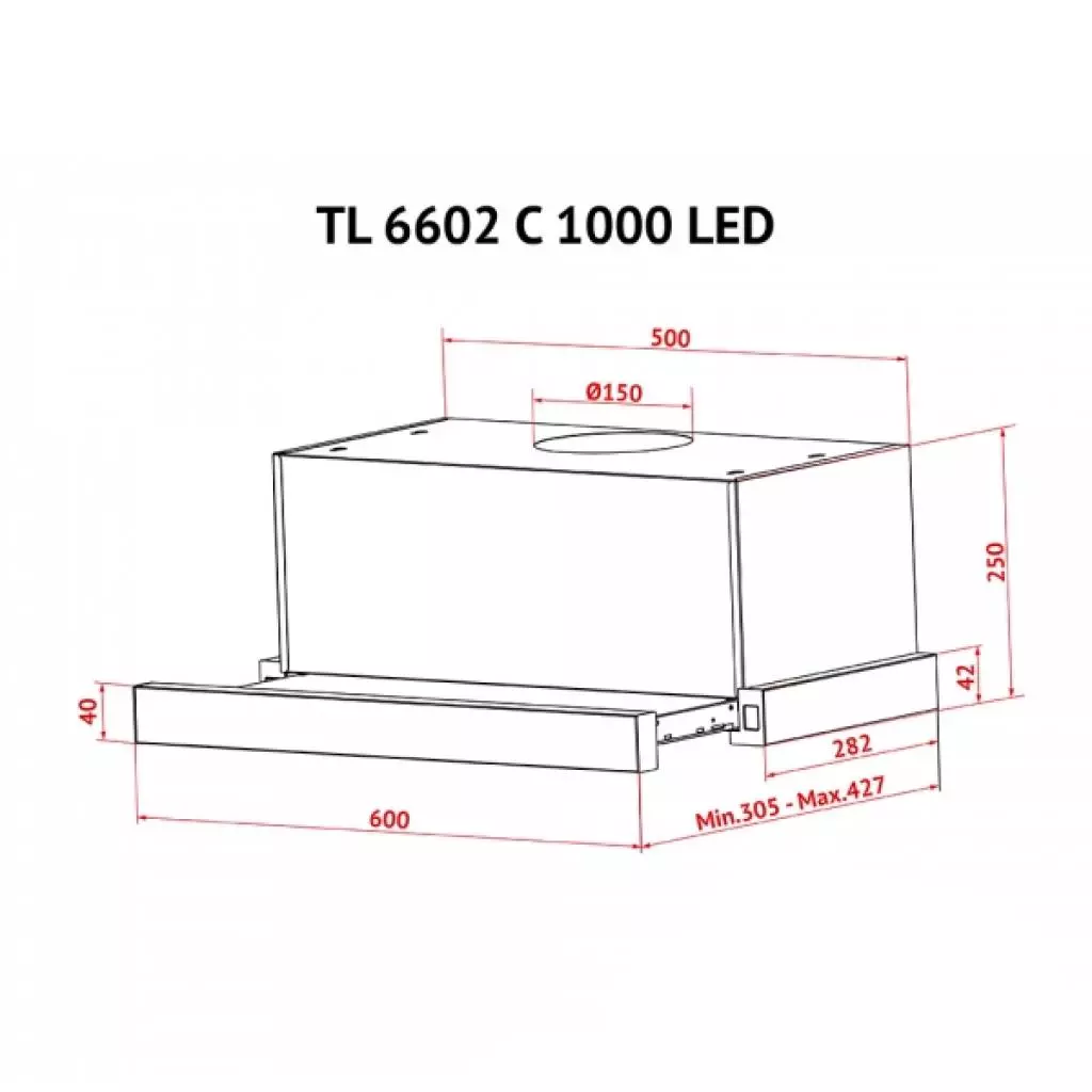 Вытяжка кухонная Perfelli TL 6602 C S/I 1000 LED - 3 Вытяжка кухонная Perfelli TL 6602 C S/I 1000 LED - 3