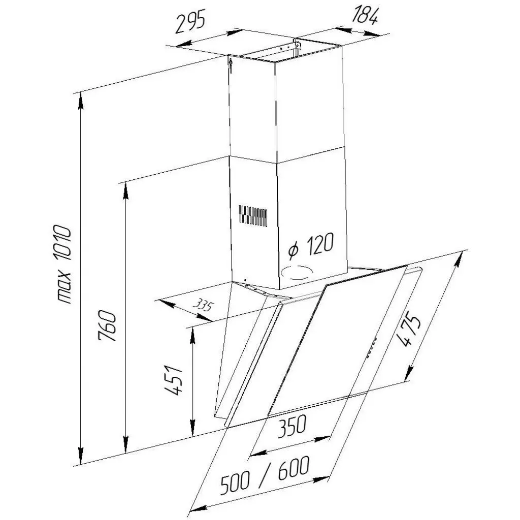 Вытяжка кухонная Pyramida NR-MV 60 SYE-26 BL - 7 Вытяжка кухонная Pyramida NR-MV 60 SYE-26 BL - 7