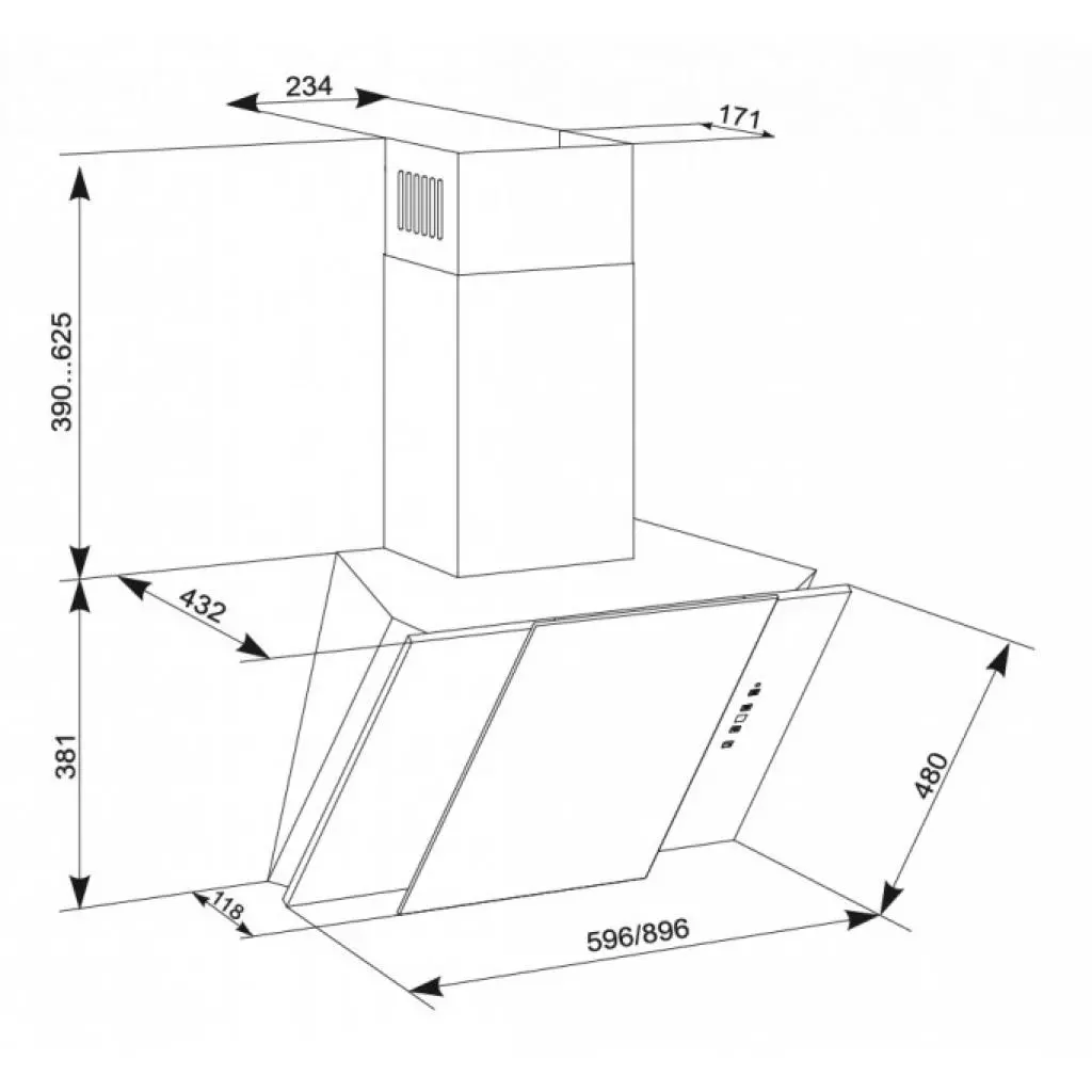 Вытяжка кухонная Eleyus Vesta A 1200 LED SMD 60 S WH (VestaA1200LEDSMD60SWH) - 7