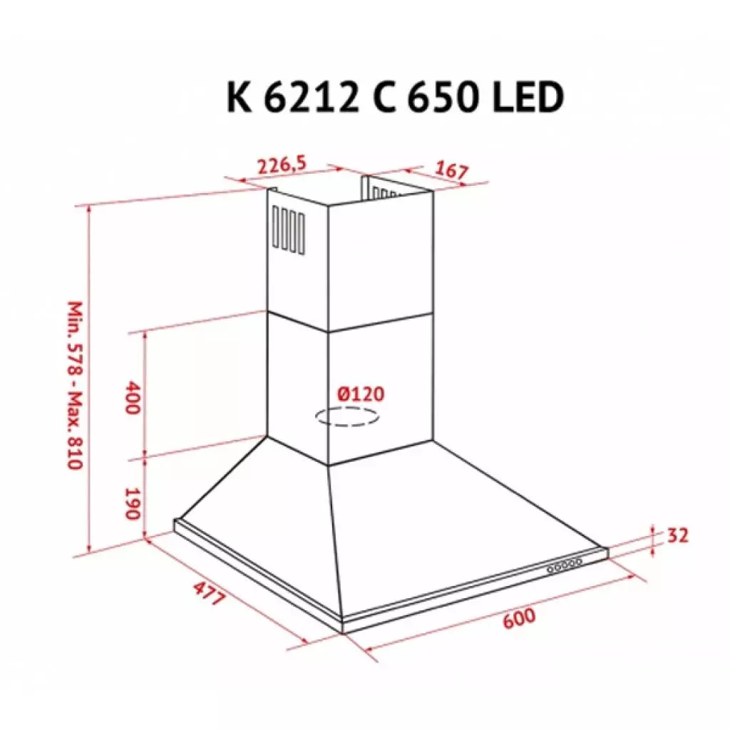Вытяжка кухонная Perfelli K 6212 C INOX 650 LED - 7 Вытяжка кухонная Perfelli K 6212 C INOX 650 LED - 7
