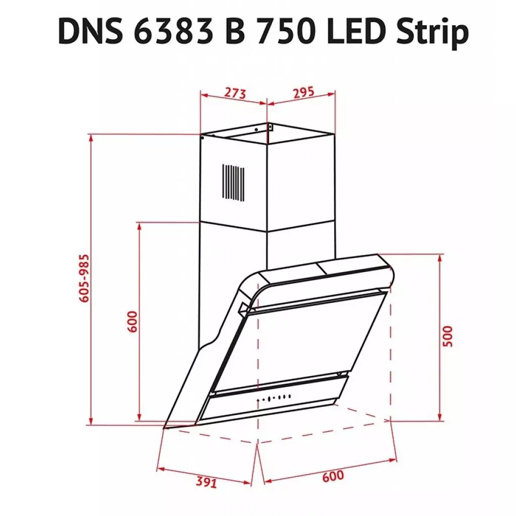 Вытяжка кухонная Perfelli DNS 6383 B 750 BL LED Strip - 5 Вытяжка кухонная Perfelli DNS 6383 B 750 BL LED Strip - 5