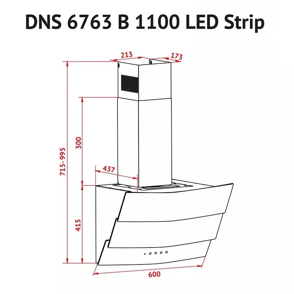 Вытяжка кухонная Perfelli DNS 6763 B 1100 BL LED Strip - 4 Вытяжка кухонная Perfelli DNS 6763 B 1100 BL LED Strip - 4