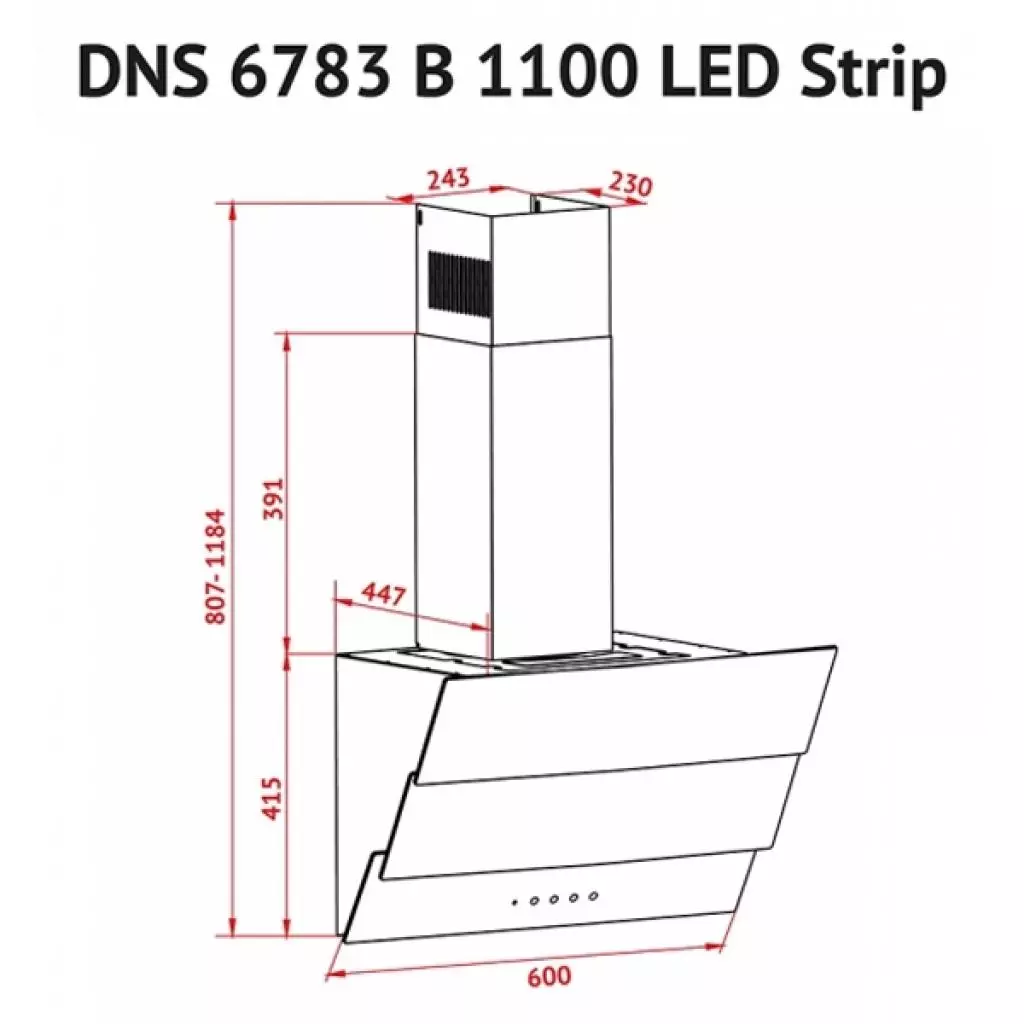Вытяжка кухонная Perfelli DNS 6783 B 1100 BL LED Strip - 5 Вытяжка кухонная Perfelli DNS 6783 B 1100 BL LED Strip - 5