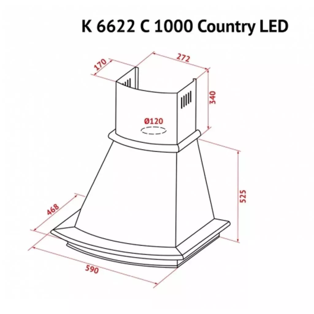 Вытяжка кухонная Perfelli K 6622 C IV 1000 COUNTRY LED - 3 Вытяжка кухонная Perfelli K 6622 C IV 1000 COUNTRY LED - 3