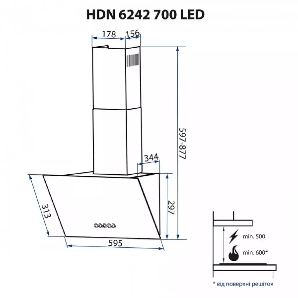 Вытяжка кухонная Minola HDN 6242 IV 700 LED - 3 Вытяжка кухонная Minola HDN 6242 IV 700 LED - 3