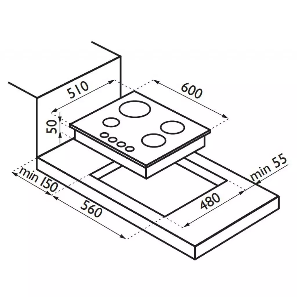 Варочная поверхность Ardesia L 60 W - 1 Варочная поверхность Ardesia L 60 W - 1