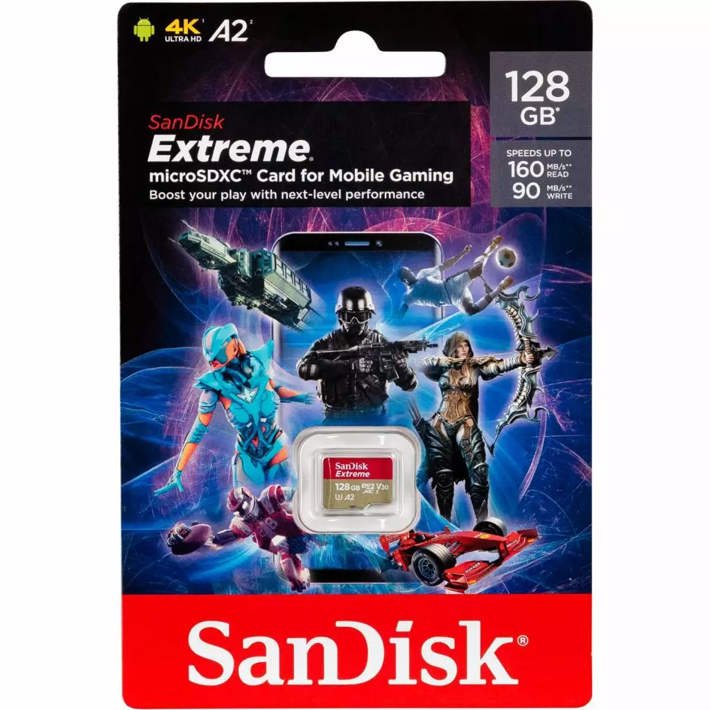 Карта памяти SanDisk 128GB microSD class 10 UHS-I U3 V30 A2 Extreme Mobile Gaming (SDSQXA1-128G-GN6GN) - 1