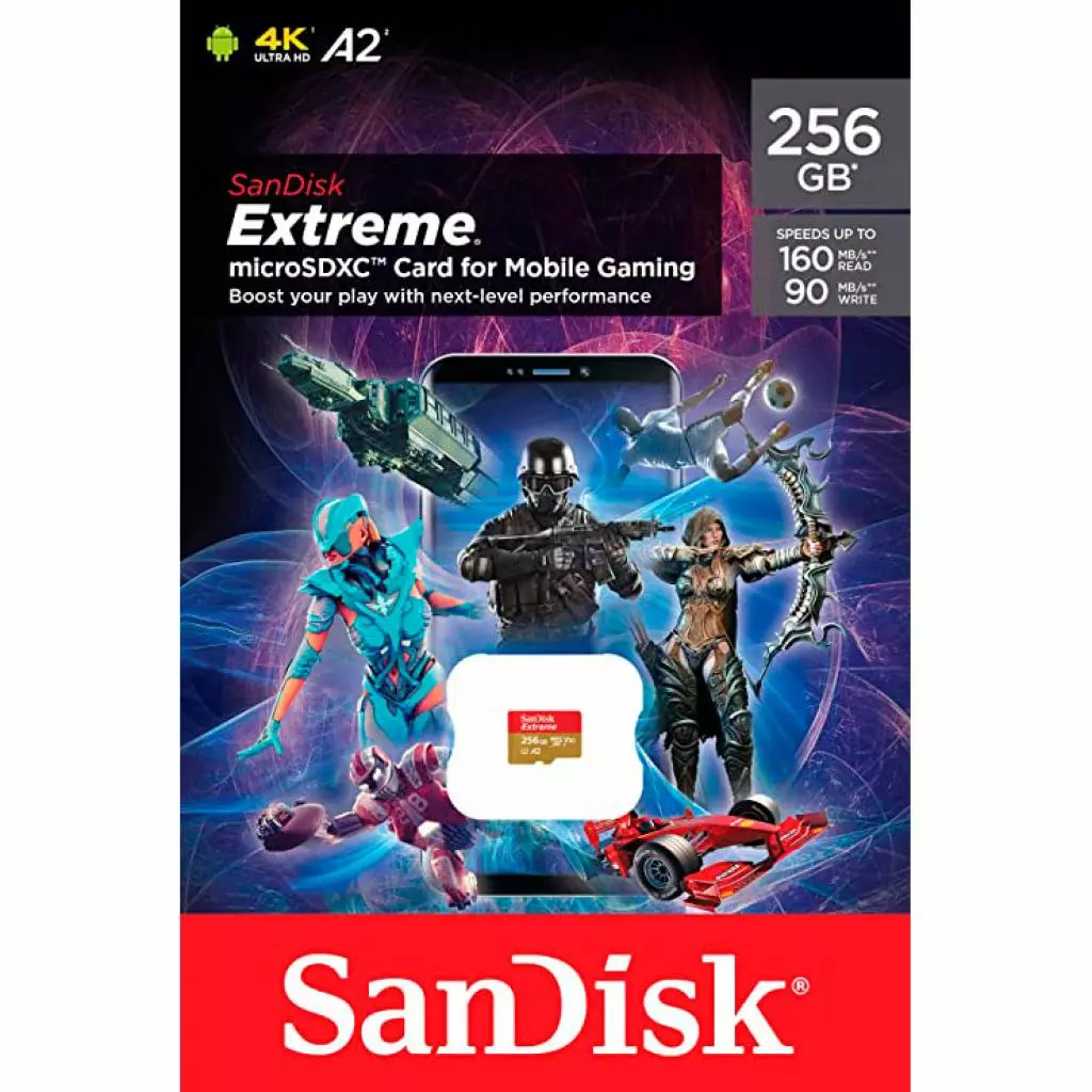 Карта памяти SanDisk 256GB microSD class 10 UHS-I U3 V30 A2 Extreme Mobile Gaming (SDSQXA1-256G-GN6GN) - 1 Карта памяти SanDisk 256GB microSD class 10 UHS-I U3 V30 A2 Extreme Mobile Gaming (SDSQXA1-256G-GN6GN) - 1