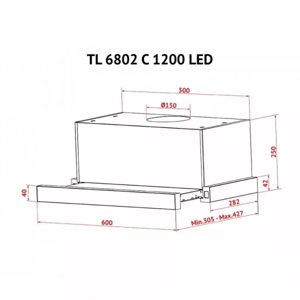 Вытяжка кухонная Perfelli TL 6802 C S/I 1200 LED - 3