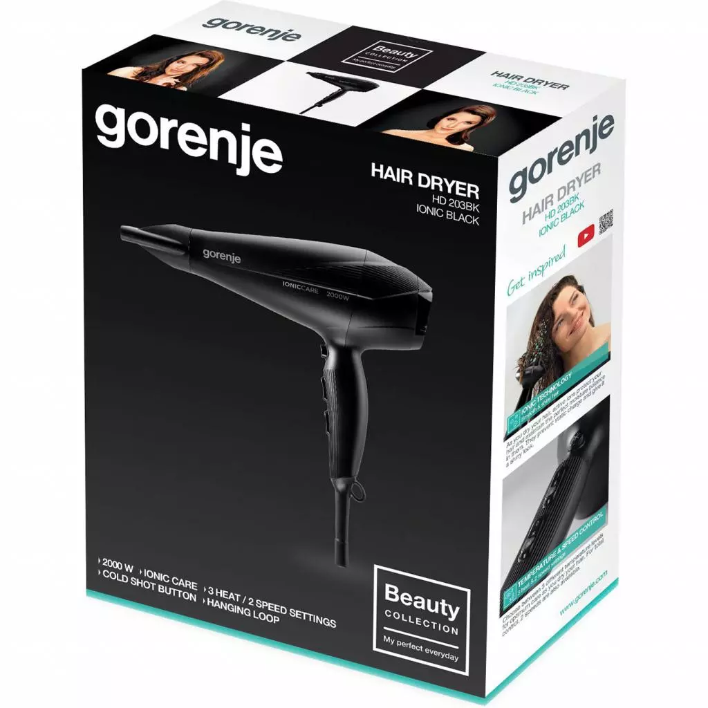 Фен Gorenje HD 203 BK (HD203BK) - 3 Фен Gorenje HD 203 BK (HD203BK) - 3
