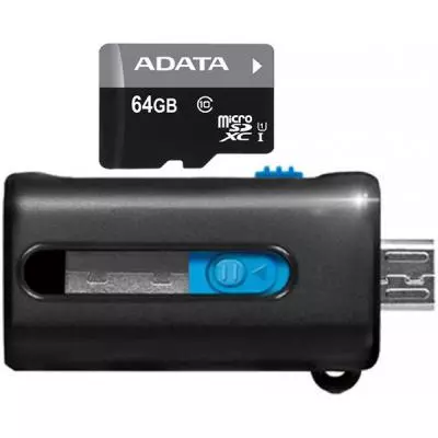 Карта памяти ADATA 64GB microSD class 10 UHS-I (AUSDX64GUICL10-ROTGMBK) - 1 Карта памяти ADATA 64GB microSD class 10 UHS-I (AUSDX64GUICL10-ROTGMBK) - 1