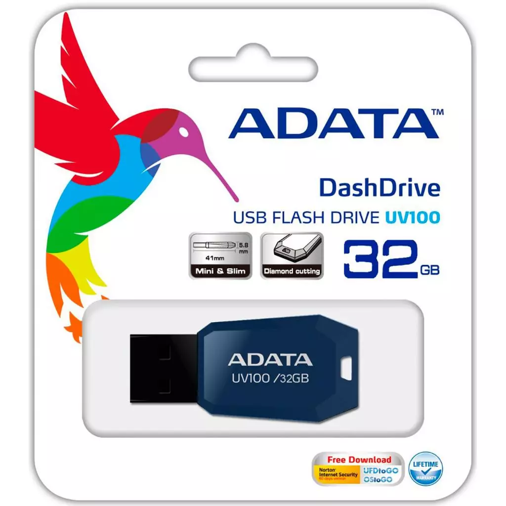USB флеш накопитель ADATA 32GB DashDrive UV100 Blue USB 2.0 (AUV100-32G-RBL) - 3 USB флеш накопитель ADATA 32GB DashDrive UV100 Blue USB 2.0 (AUV100-32G-RBL) - 3