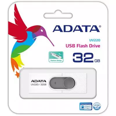 USB флеш накопитель ADATA 32GB UV220 White/Gray USB 2.0 (AUV220-32G-RWHGY) - 2 USB флеш накопитель ADATA 32GB UV220 White/Gray USB 2.0 (AUV220-32G-RWHGY) - 2