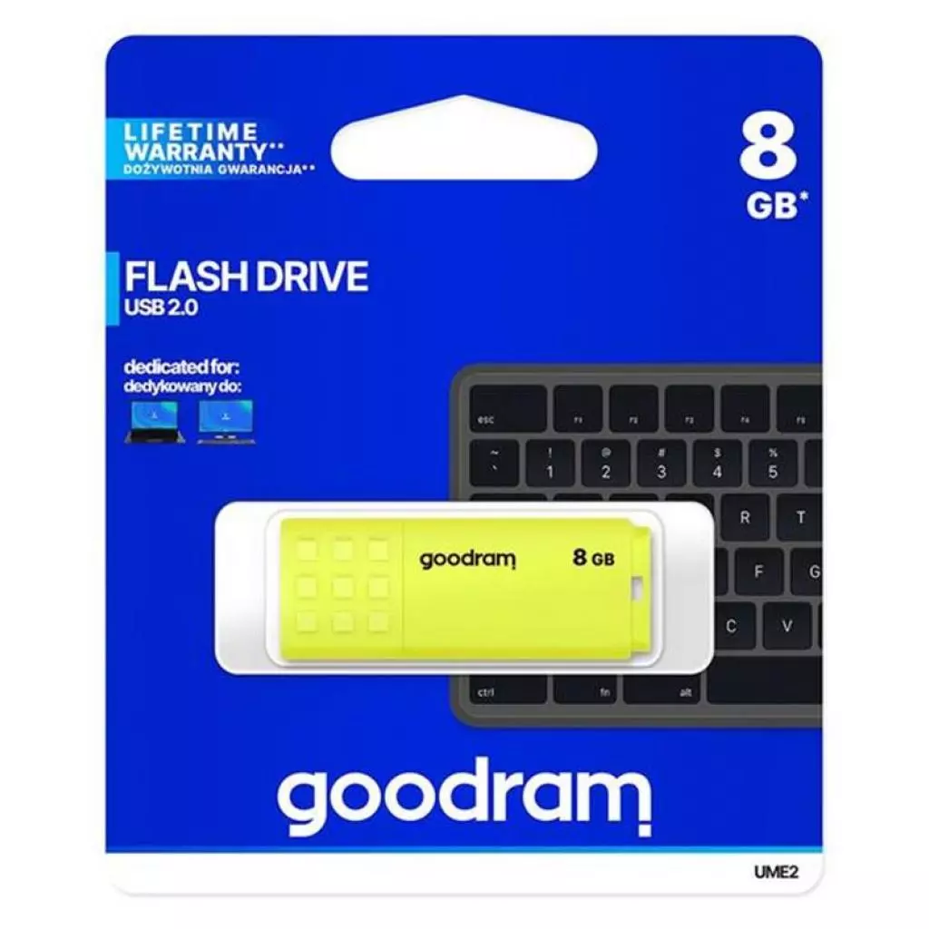USB флеш накопитель Goodram 8GB UME2 Yellow USB 2.0 (UME2-0080Y0R11) - 3 USB флеш накопитель Goodram 8GB UME2 Yellow USB 2.0 (UME2-0080Y0R11) - 3