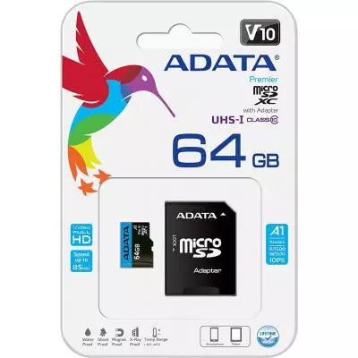Карта памяти ADATA 64GB microSD class 10 UHS-I A1 Premier (AUSDX64GUICL10A1-RA1) - 4 Карта памяти ADATA 64GB microSD class 10 UHS-I A1 Premier (AUSDX64GUICL10A1-RA1) - 4