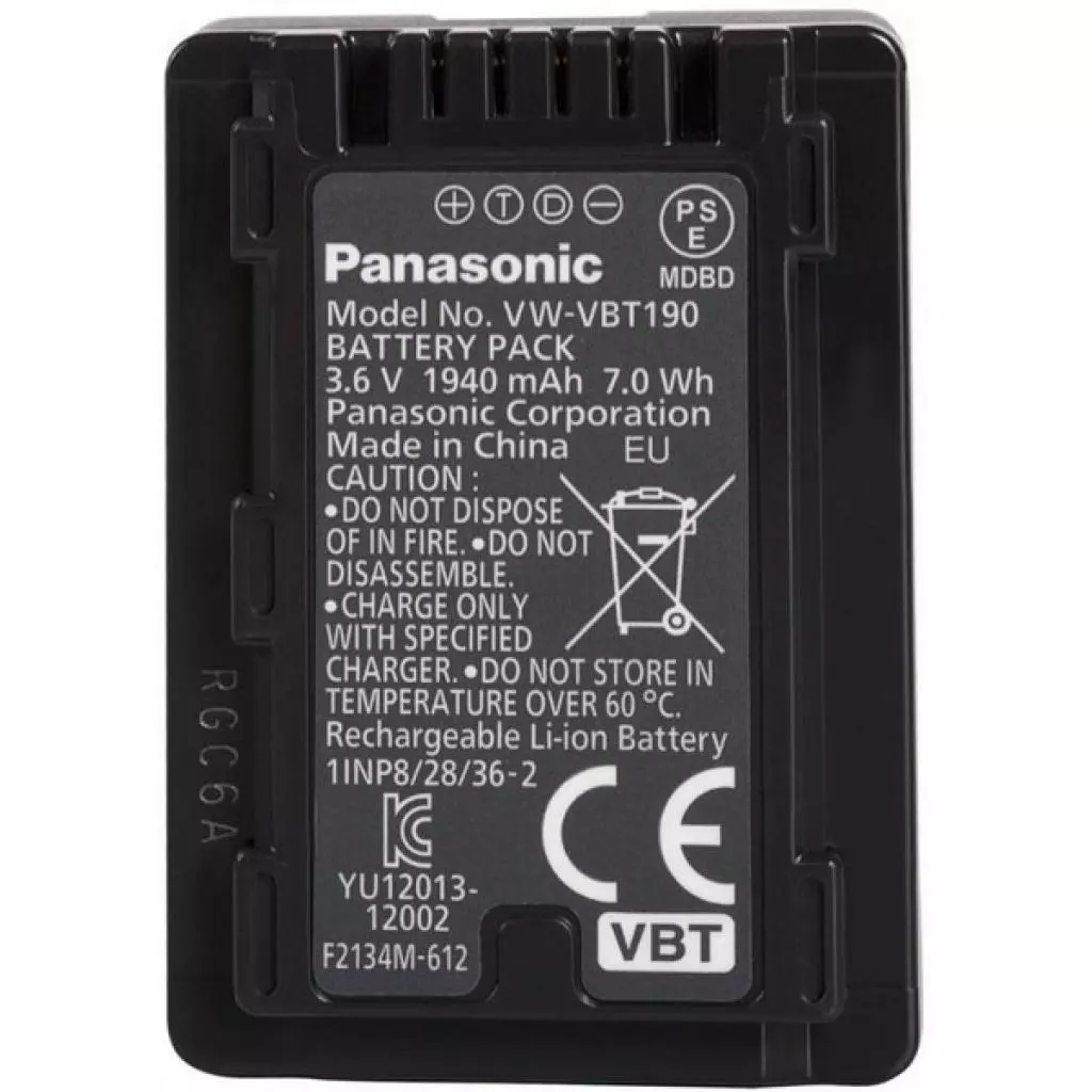 Аккумулятор к фото/видео Panasonic VW-VBT190E-K - 2 Аккумулятор к фото/видео Panasonic VW-VBT190E-K - 2