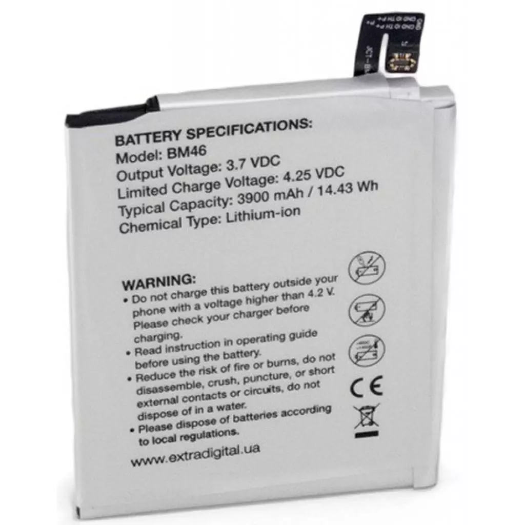 Аккумуляторная батарея для телефона Extradigital Xiaomi Redmi Note 3 (BM46) 3900 mAh (BMX6448) - 1 Аккумуляторная батарея для телефона Extradigital Xiaomi Redmi Note 3 (BM46) 3900 mAh (BMX6448) - 1