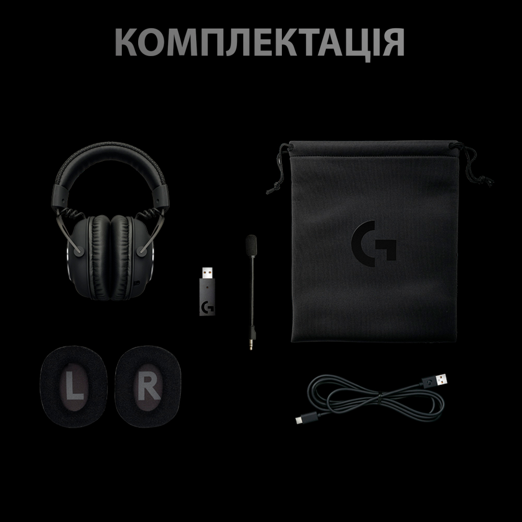 Наушники Logitech G PRO X Wireless Lightspeed Black (981-000907) - 8 Наушники Logitech G PRO X Wireless Lightspeed Black (981-000907) - 8