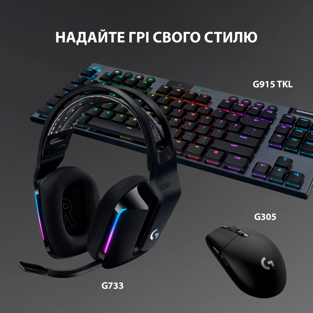 Наушники Logitech G733 Lightspeed Wireless RGB Gaming Headset Black (981-000864) - 7 Наушники Logitech G733 Lightspeed Wireless RGB Gaming Headset Black (981-000864) - 7