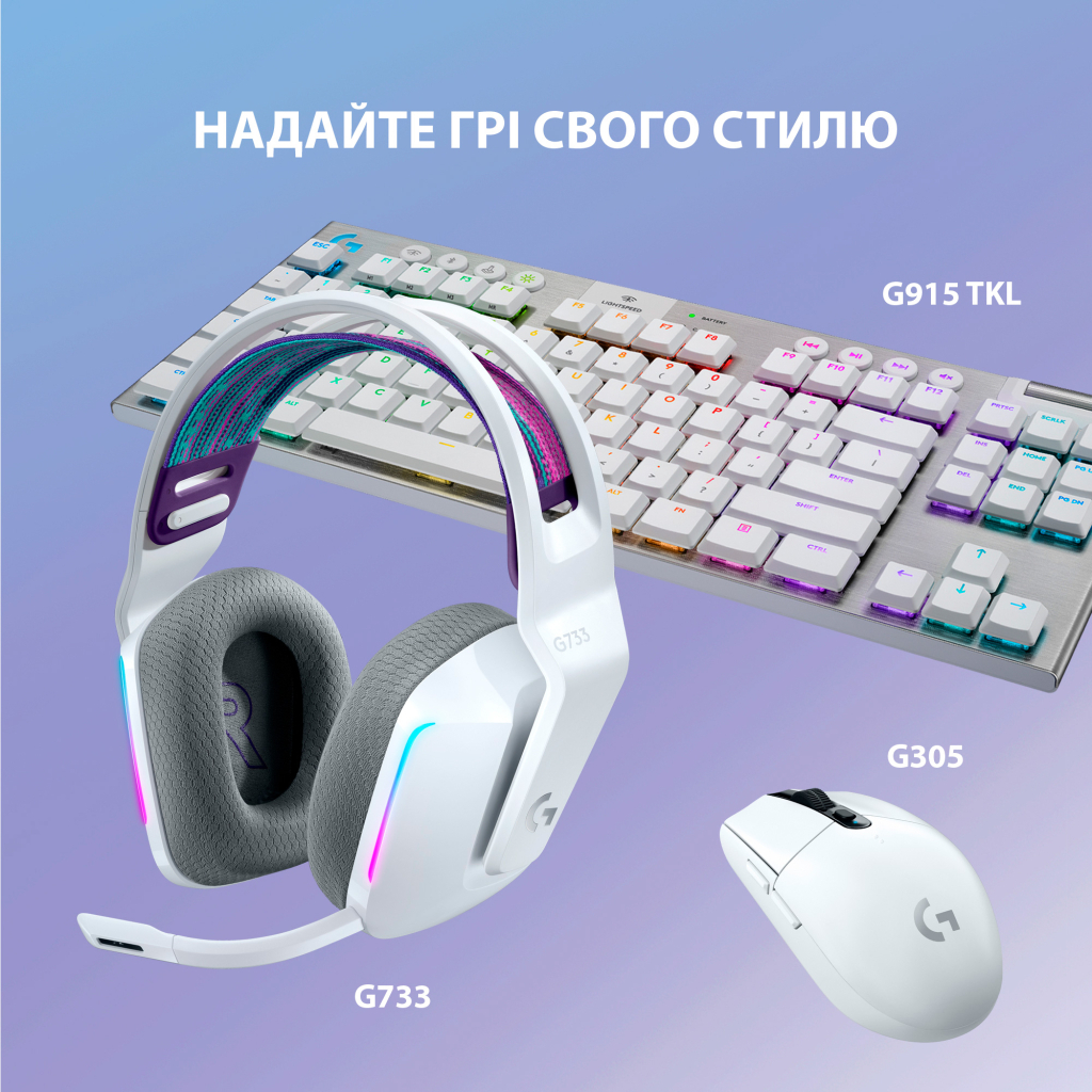 Наушники Logitech G733 Lightspeed Wireless RGB Gaming Headset White (981-000883) - 7 Наушники Logitech G733 Lightspeed Wireless RGB Gaming Headset White (981-000883) - 7