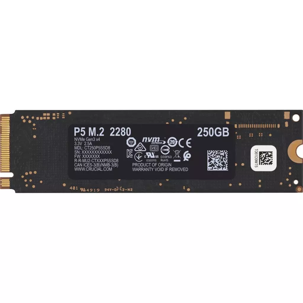 Накопитель SSD M.2 2280 250GB Micron (CT250P5SSD8) - 3 Накопитель SSD M.2 2280 250GB Micron (CT250P5SSD8) - 3