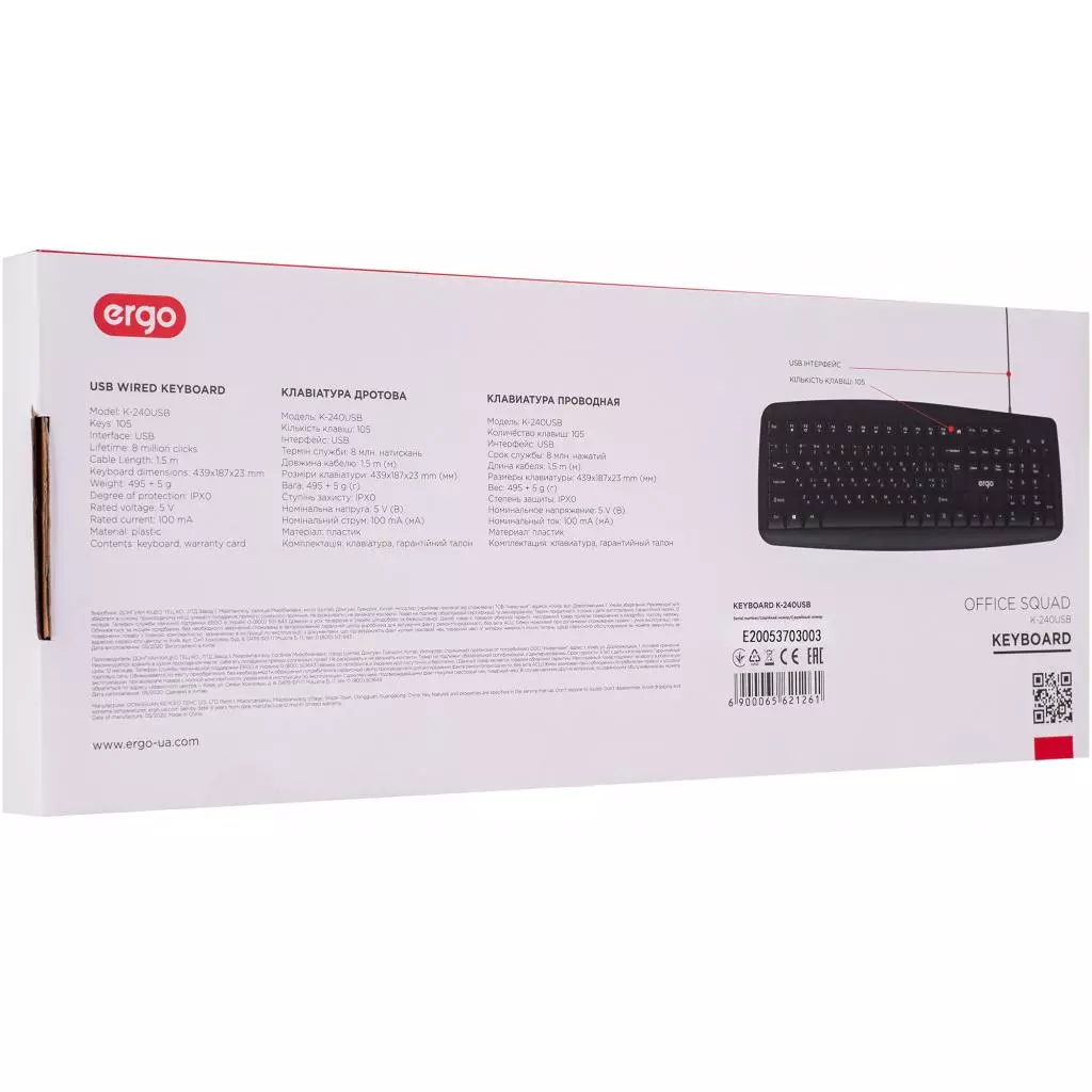 Клавиатура Ergo K-240 USB Black (K-240USB) - 7 Клавиатура Ergo K-240 USB Black (K-240USB) - 7