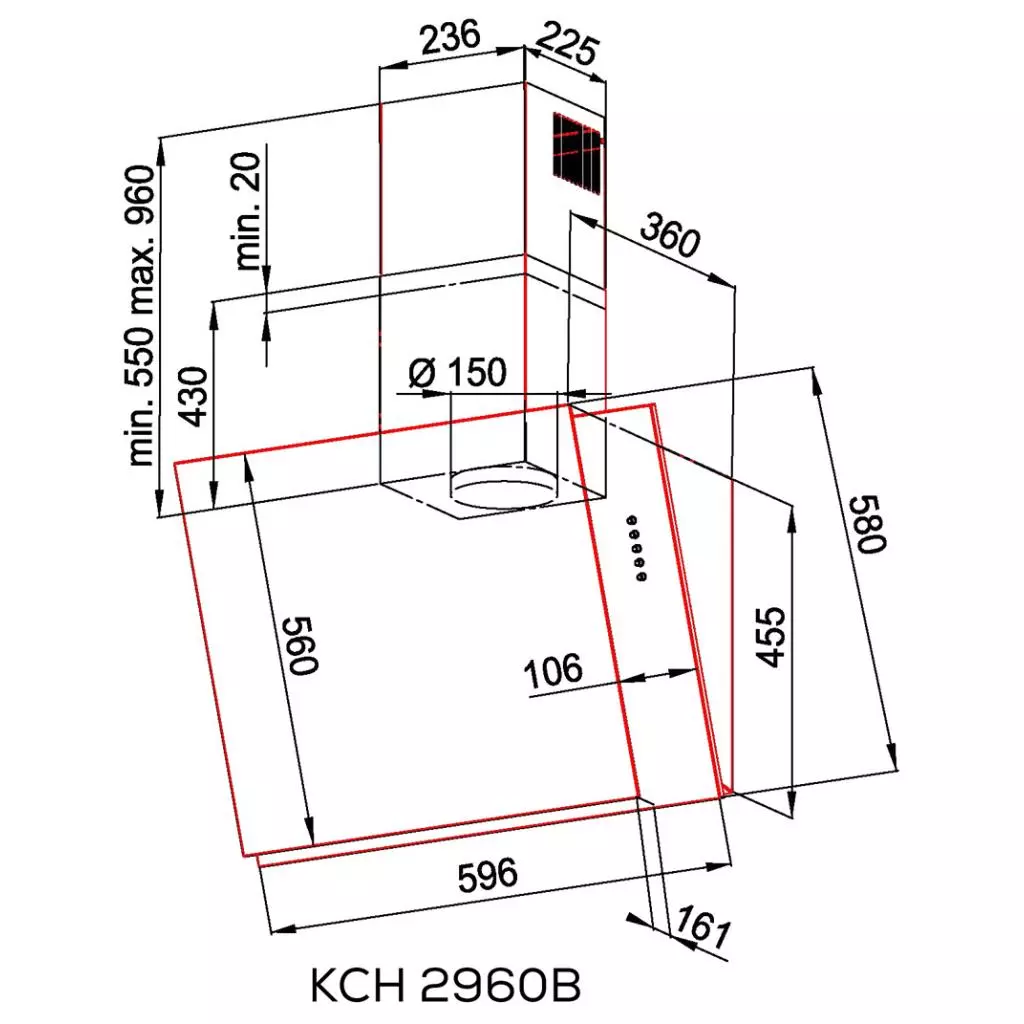 Вытяжка кухонная Kernau KCH 2960 B - 1 Вытяжка кухонная Kernau KCH 2960 B - 1