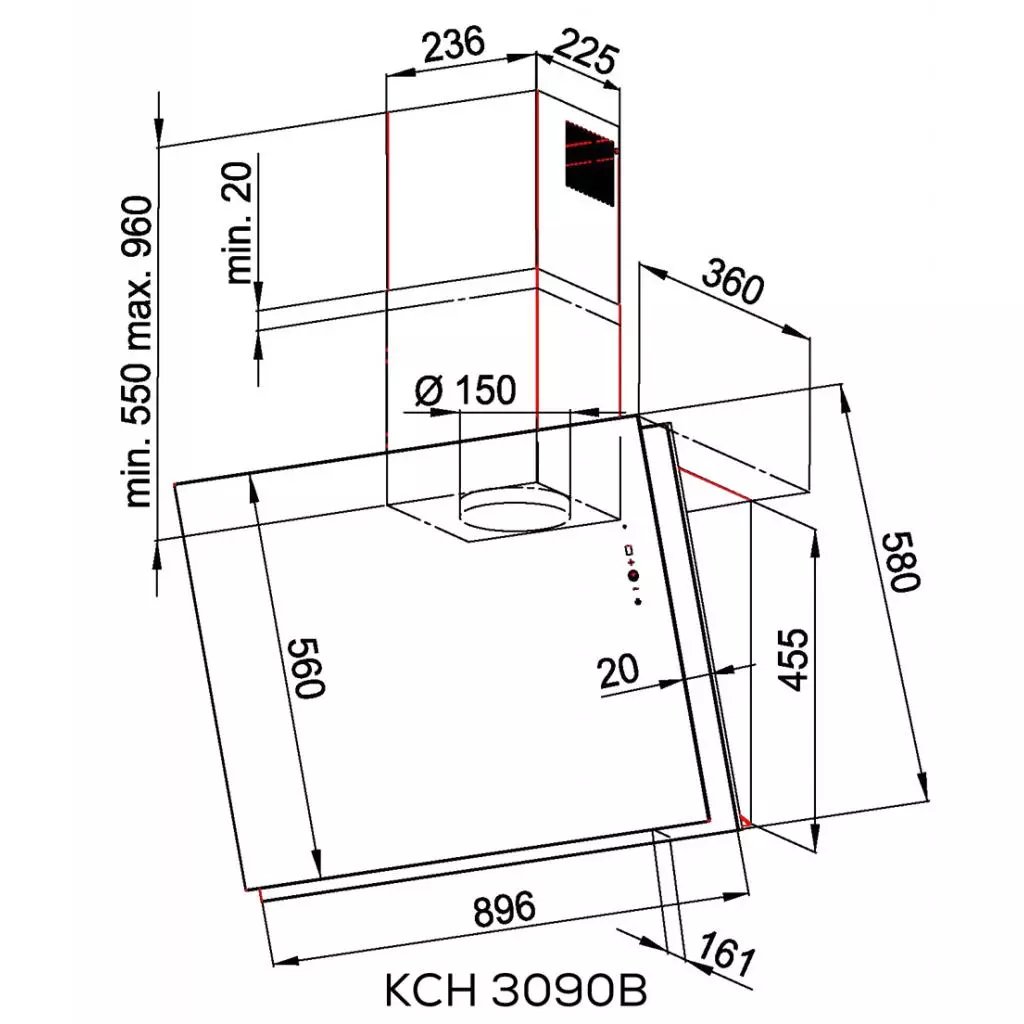 Вытяжка кухонная Kernau KCH 3090 B - 2 Вытяжка кухонная Kernau KCH 3090 B - 2