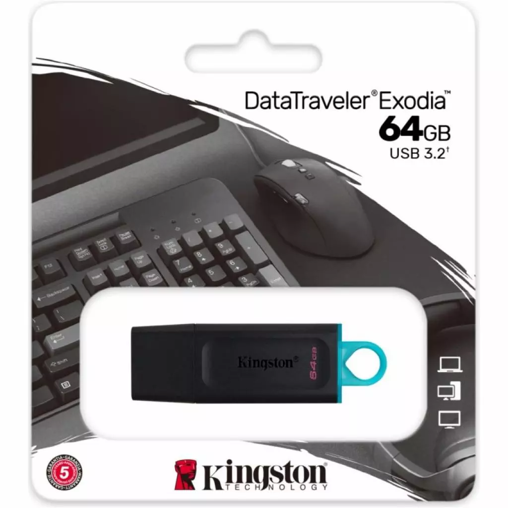 USB флеш накопитель Kingston 64GB DataTraveler Exodia Black/Teal USB 3.2 (DTX/64GB) - 4 USB флеш накопитель Kingston 64GB DataTraveler Exodia Black/Teal USB 3.2 (DTX/64GB) - 4