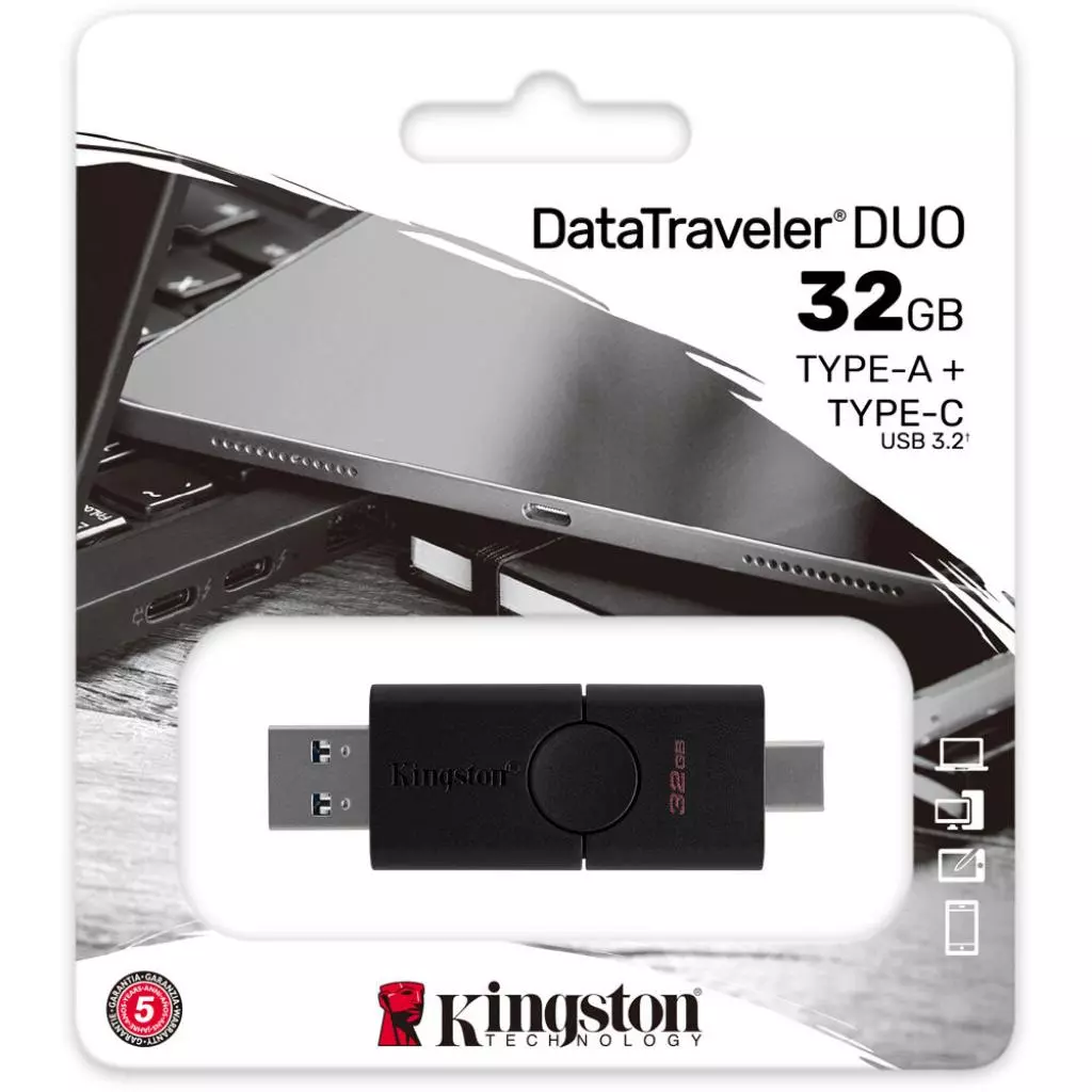 USB флеш накопитель Kingston 32GB DataTraveler Duo USB 3.2/Type-C (DTDE/32GB) - 5