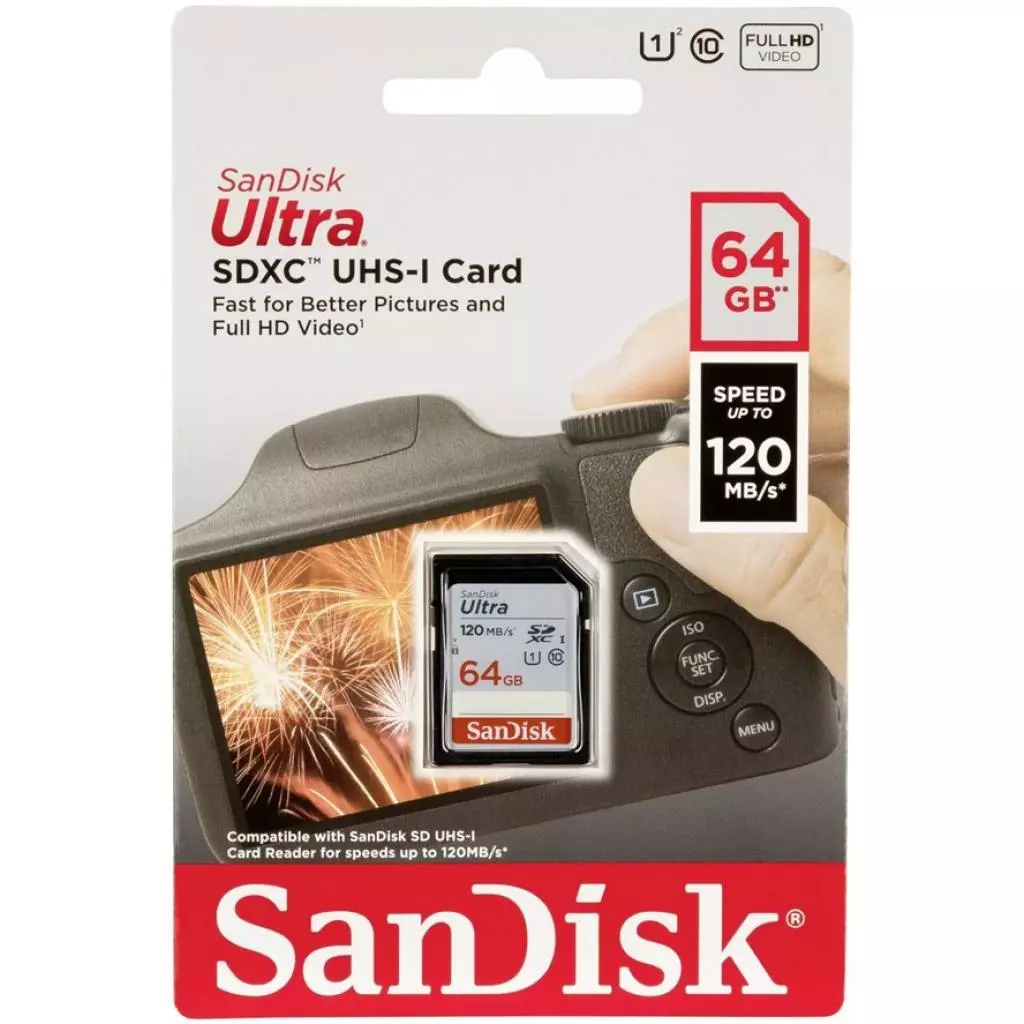 Карта памяти SanDisk 64GB SDXC class 10 Ultra (SDSDUN4-064G-GN6IN) - 3 Карта памяти SanDisk 64GB SDXC class 10 Ultra (SDSDUN4-064G-GN6IN) - 3
