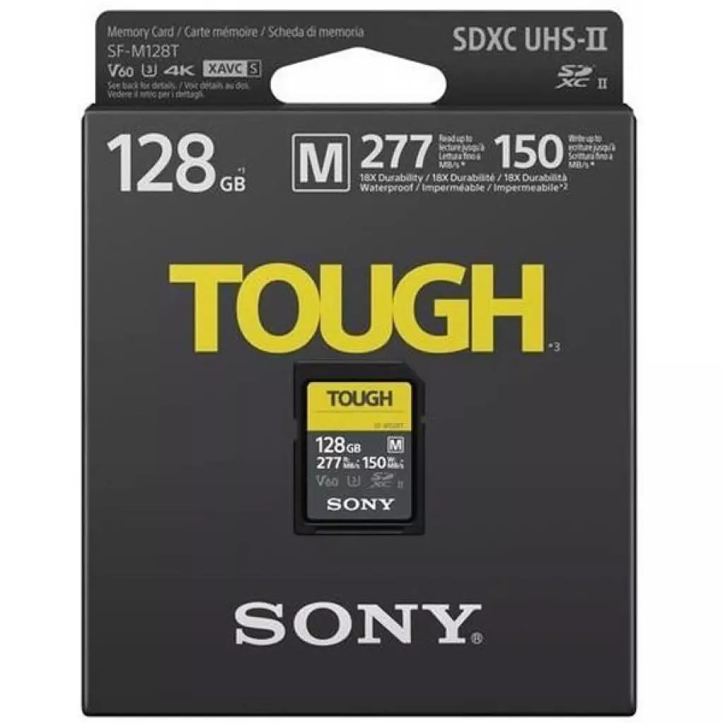 Карта памяти Sony 128GB SDXC class10 UHS-II U3 V60 Tough (SFM128T.SYM) - 1 Карта памяти Sony 128GB SDXC class10 UHS-II U3 V60 Tough (SFM128T.SYM) - 1