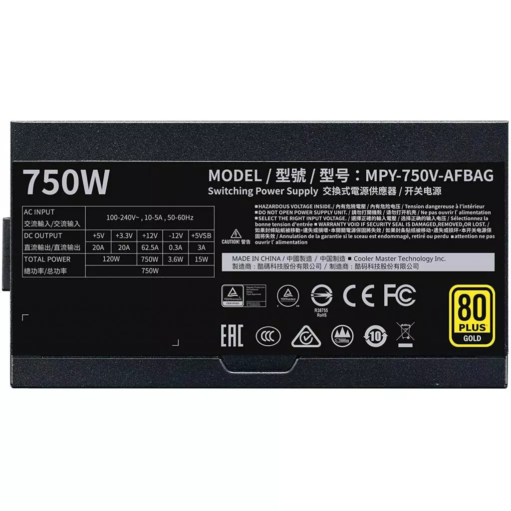 Блок питания CoolerMaster 750W V Gold V2 (MPY-750V-AFBAG-EU) - 10 Блок питания CoolerMaster 750W V Gold V2 (MPY-750V-AFBAG-EU) - 10