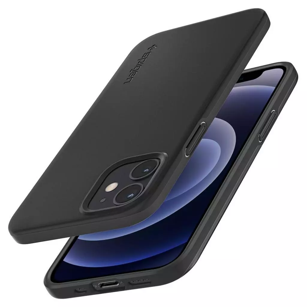 Чехол для моб. телефона Spigen iPhone 12 mini Case Thin Fit, Black (ACS01739) - 6 Чехол для моб. телефона Spigen iPhone 12 mini Case Thin Fit, Black (ACS01739) - 6