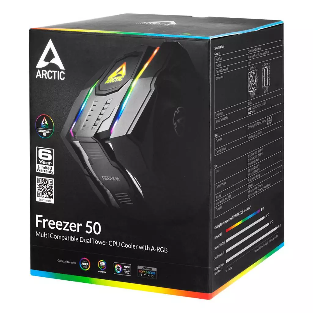 Кулер для процессора Arctic Freezer 50 ARGB (ACFRE00080A) - 11 Кулер для процессора Arctic Freezer 50 ARGB (ACFRE00080A) - 11
