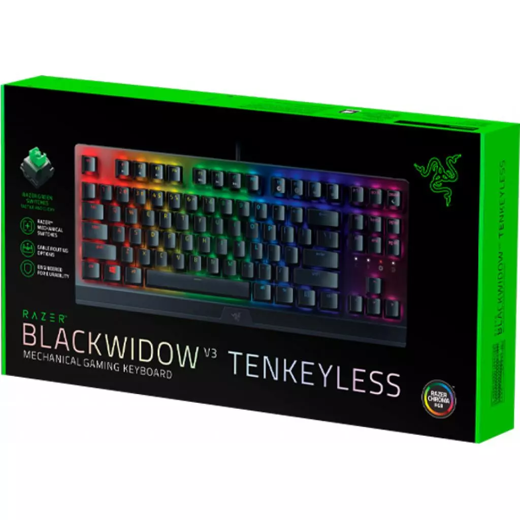 Клавиатура Razer BlackWidow V3 TKL Razer Green RU (RZ03-03490700-R3R1) - 1 Клавиатура Razer BlackWidow V3 TKL Razer Green RU (RZ03-03490700-R3R1) - 1