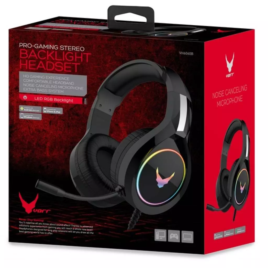 Наушники Varr VH-6060 LED RGB Backlight Black (VH6060) - 7 Наушники Varr VH-6060 LED RGB Backlight Black (VH6060) - 7